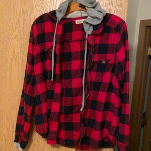 Hooded flannel large Hollister